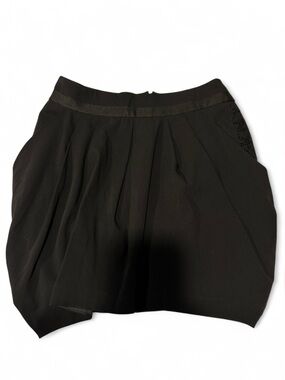 DKNY Black Satin-Lined Pleated Skirt